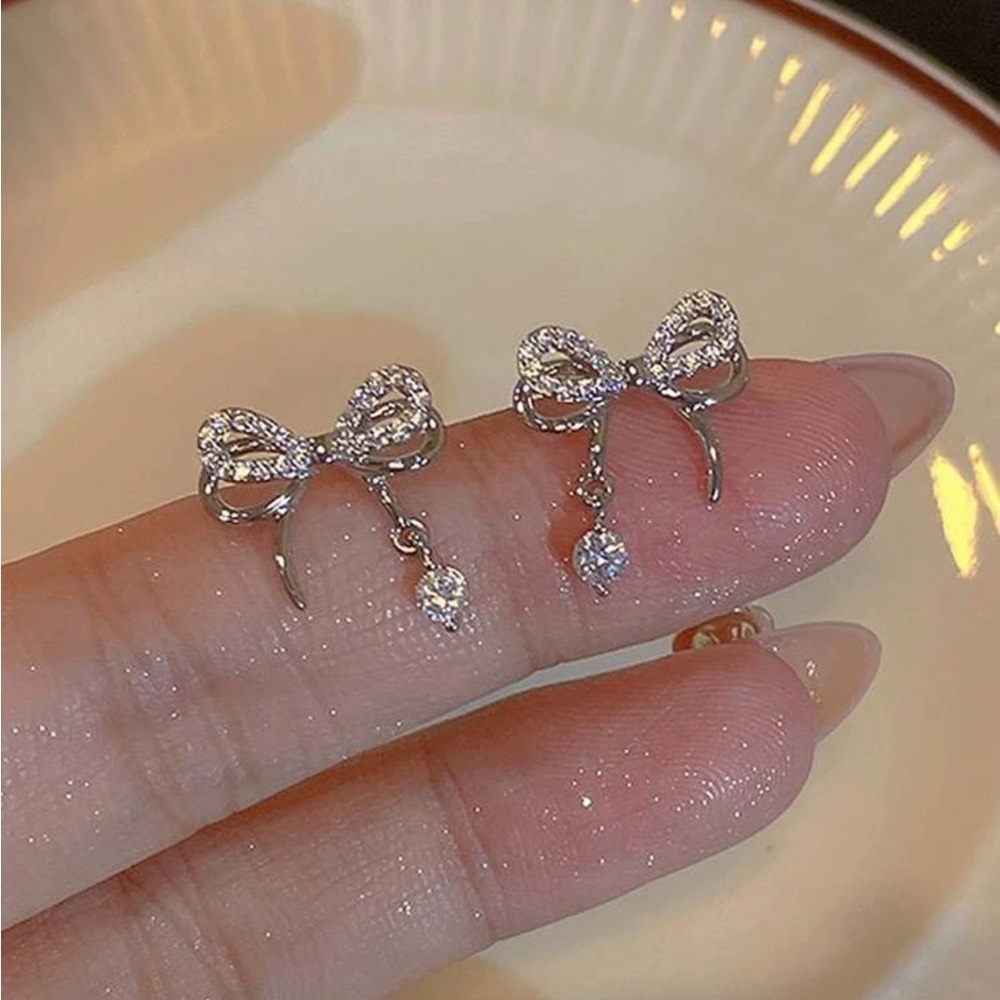 Silver Bow Earrings